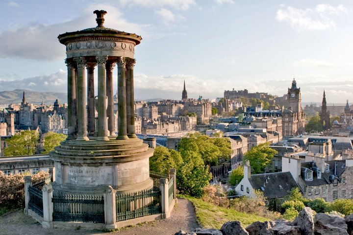 Calton hill overlooking Edinburgh Castle
